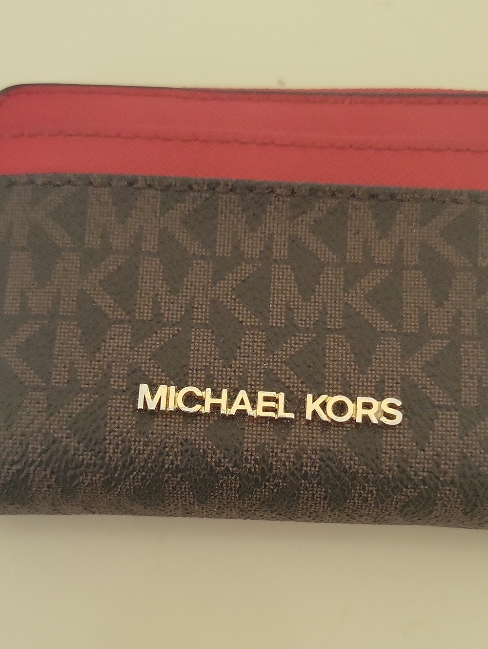 Michael Kors MK Jet Set Zip Card Case Wallet with Red Trim - Picture 5 of 5